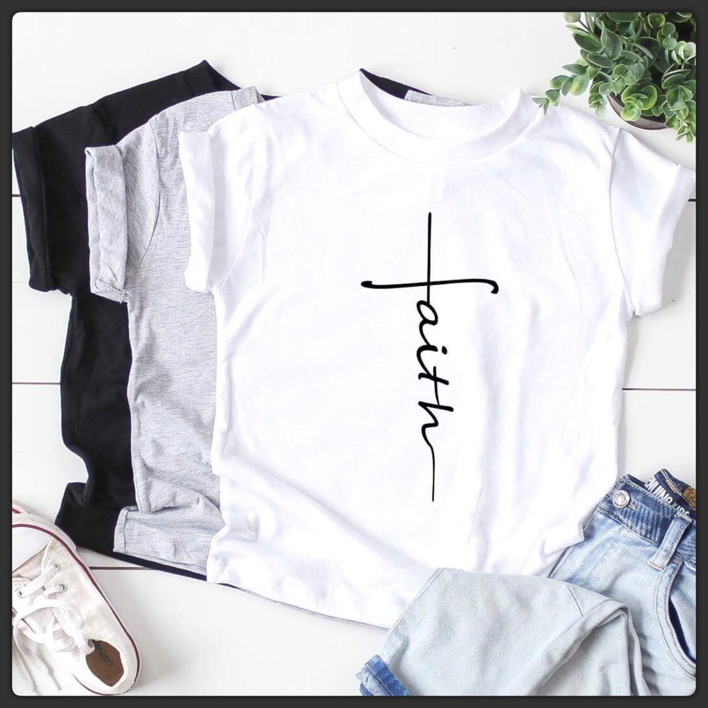 Kids “Faith” White Tee Shirt - Picture 1 of 4